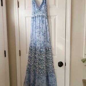 Elegant Blue Floral Maxi Dress
